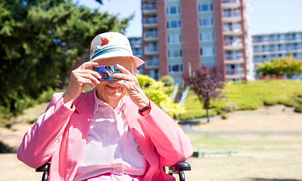 Older lady enjoying outdoor space